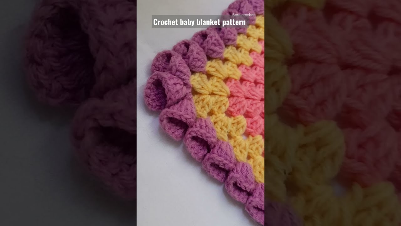 Crochet granny square baby blanket.crochet tulip blanket border