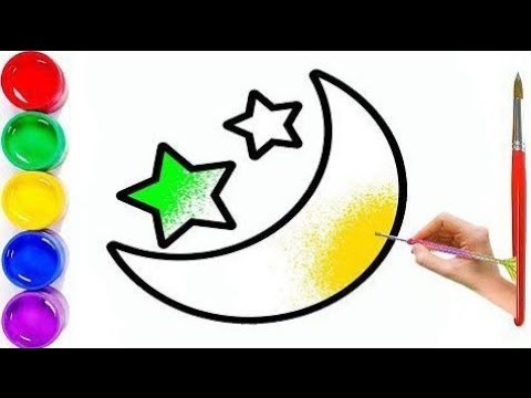 How to draw Cute Moon for kids. kak нарисовать Луна. oy chizish. сурет салу Ай.