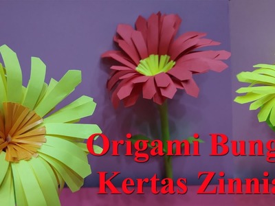 Cara Membuat Origami Bunga Kertas Zinnia | Origami Bunga | How To Make Paper Zinnia Flowers