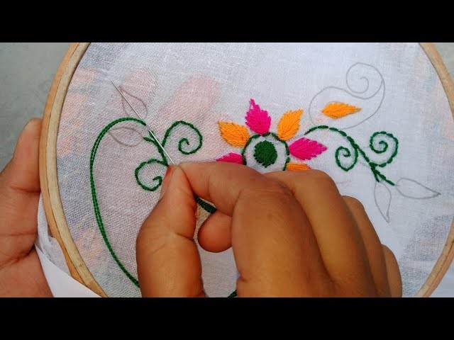 Neck design-stitching tutorial part-1\hand embroidery\hand embroidery for beginners\সেলাই শিক্ষা-১