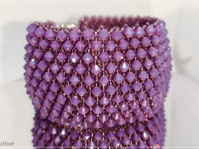 Preciosa crystal-embellished bead woven bracelet (4mm bicones Amethyst Opal)