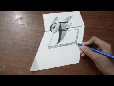 3d letter F on flat paper
