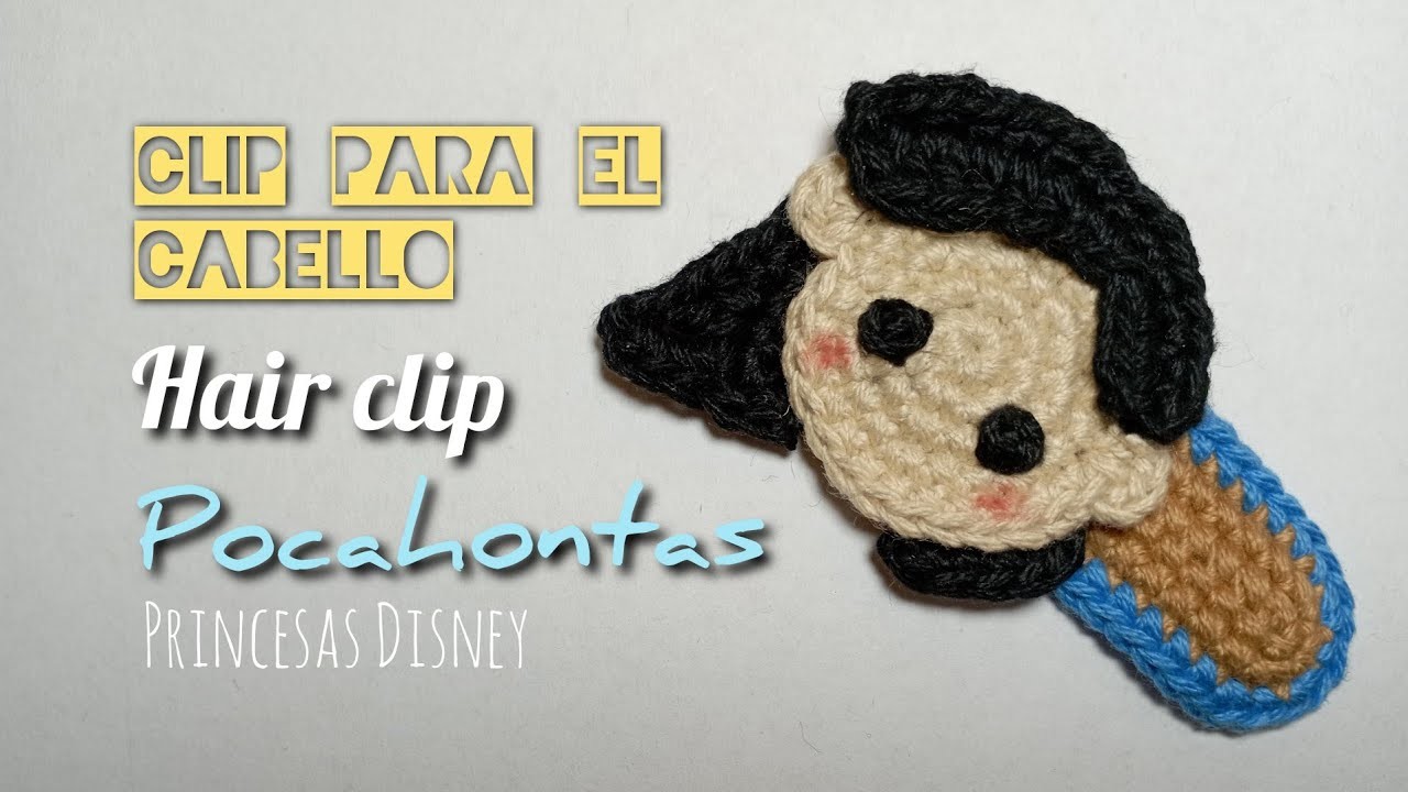 Pasador para el cabello de Pocahontas a crochet | Crochet Pocahontas Disney princess hair clip