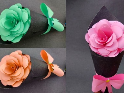 Easy beautiful Paper Followers. Birthday Gift Ideas. flowers making with paper. কাগজের ফুল.