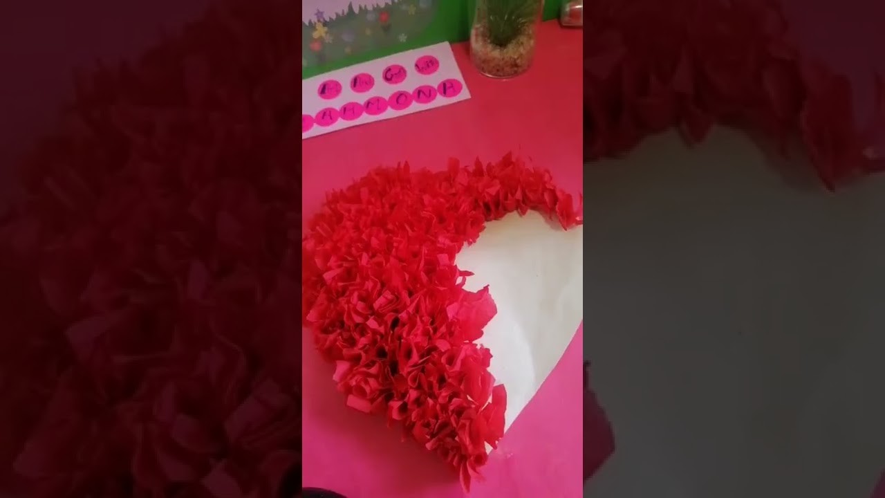 Crepe paper heart for valentine special #artandcraftwithMahmona #shorts #valentineday #papercraft