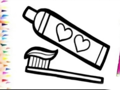 Draw a picture of toothpaste and brush, тіс пастасы суретін салу, ارسم صورة لمعجون الأسنان وفرشاة