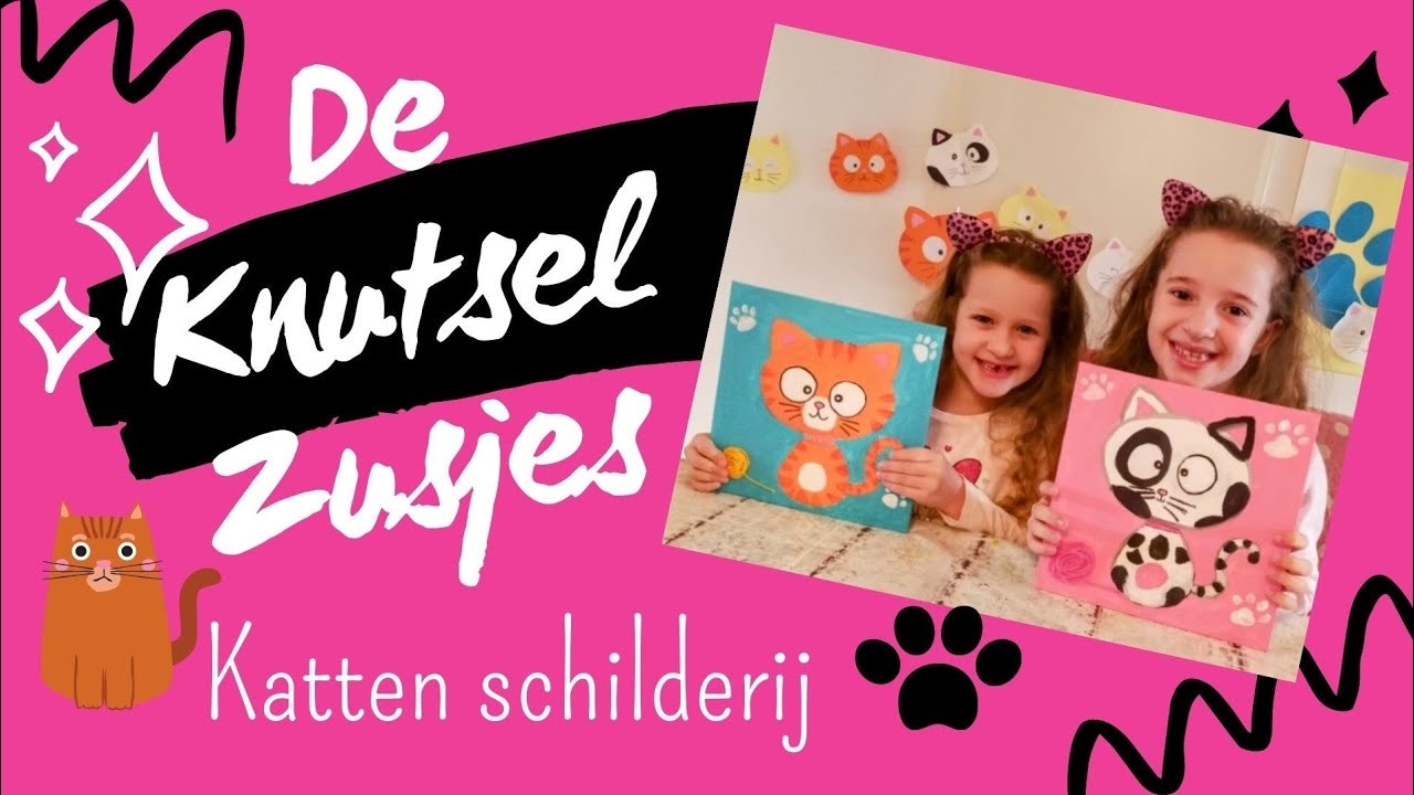 De Knutselzusjes maken Katten schilderij