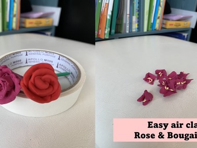 Easy air dry clay craft | Flowers | Rose and Bougainvillea #粘土 #玫瑰花 #杜鹃花