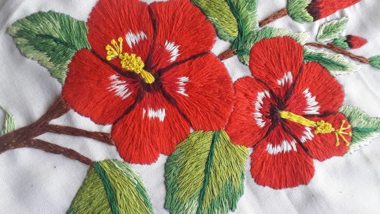 Hand embroidery hibiscus???? | Anu's Creative Paradise #handembroidery #Anuscreativeparadise #hibiscus