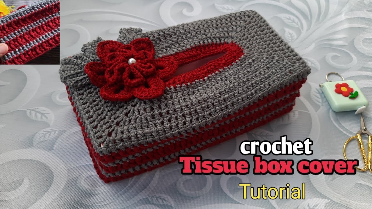 কুশিকাটার টিস্যুবক্স কভার|Crochet tissue box cover|How to crochet tissue box cover.