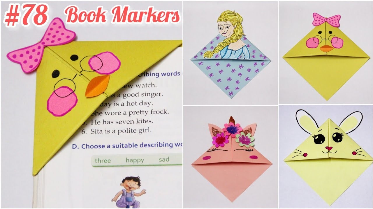 DIY Origami Book Markers ll Lalafanfan l unicorn l Princess Elsa  l Rabbit #jassubroiart&craftanddiy