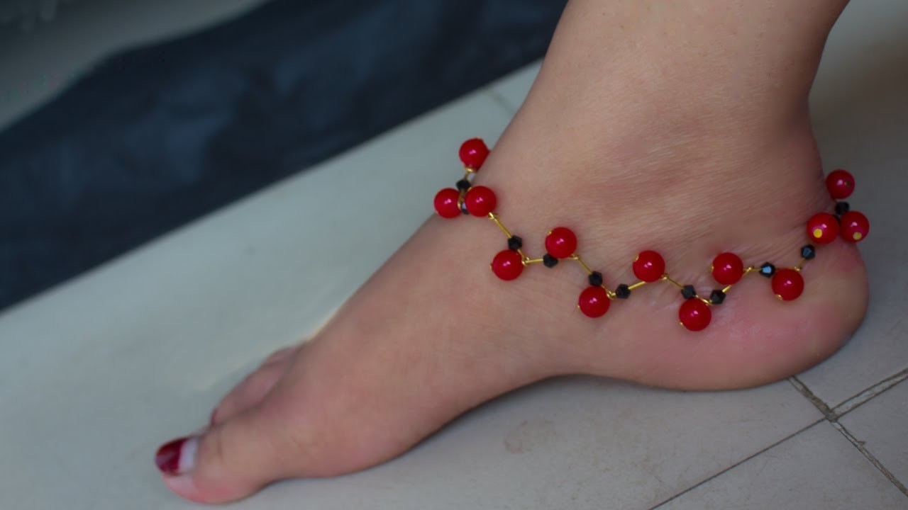 How to make beaded anklet 3.পুতির পায়েল