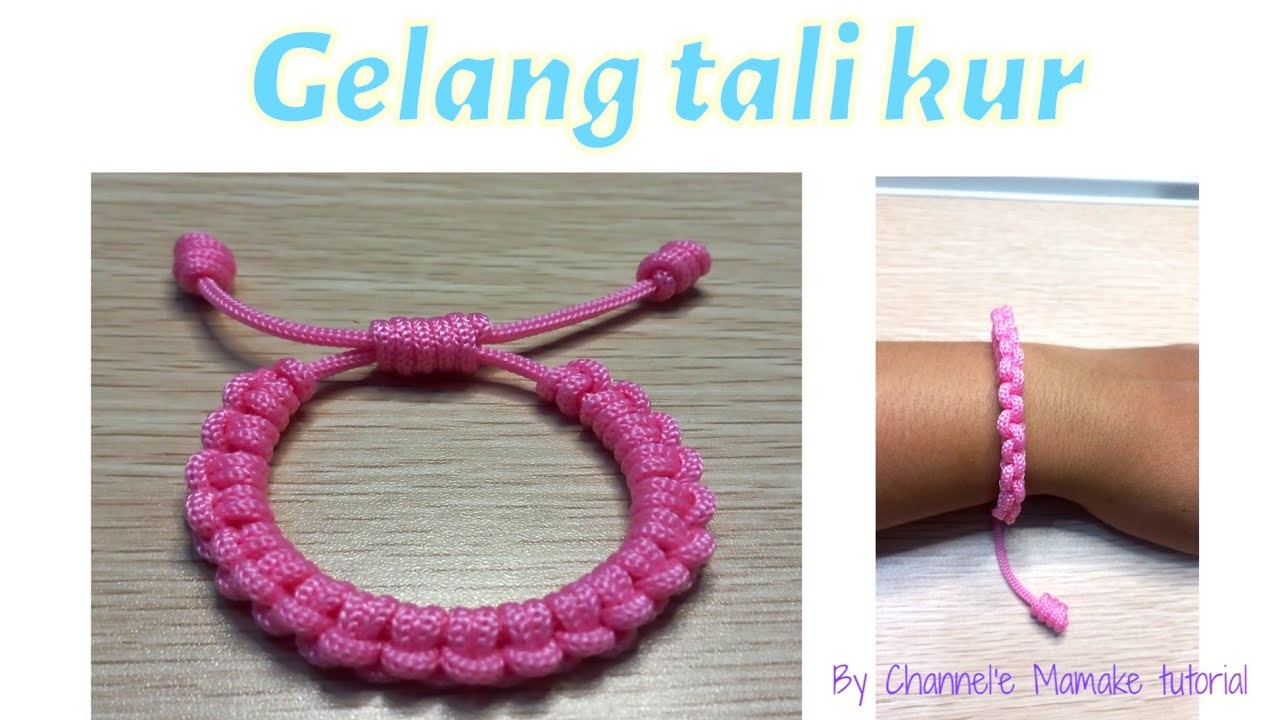 Membuat gelang tali kur|| Lucky pink bracelet
