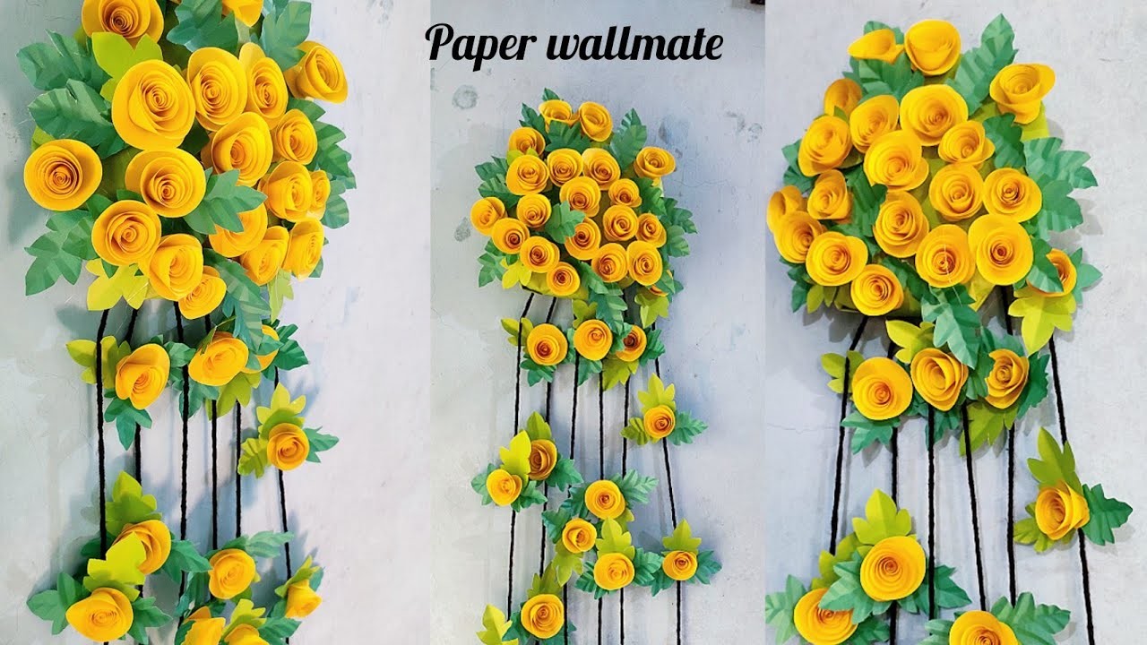 Wall hanging craft ideas |DiY room decor|Easy paper wall hanging|কাগজের ফুল |কাগজের ওয়ালমেট |#20