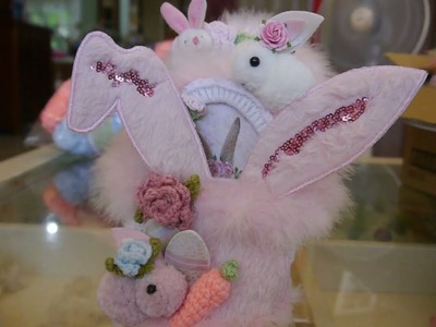 Shabby chic Easter Bunny Crochet basket