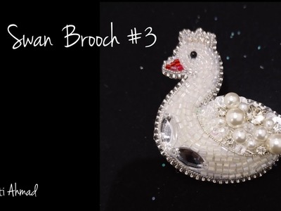 DIY Swan Bead Brooch. Kreasi bros mutiara dan manik-manik.