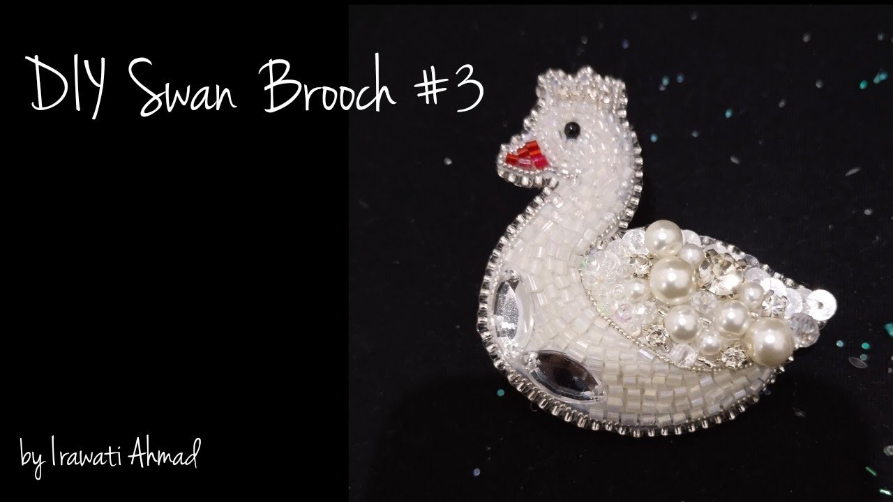 DIY Swan Bead Brooch. Kreasi bros mutiara dan manik-manik.