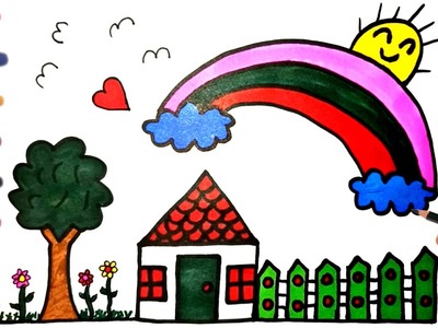 Cute house drawing for kids. Bolalar uchun yoqimli uy chizish.Милый рисунок домика для детей #kids