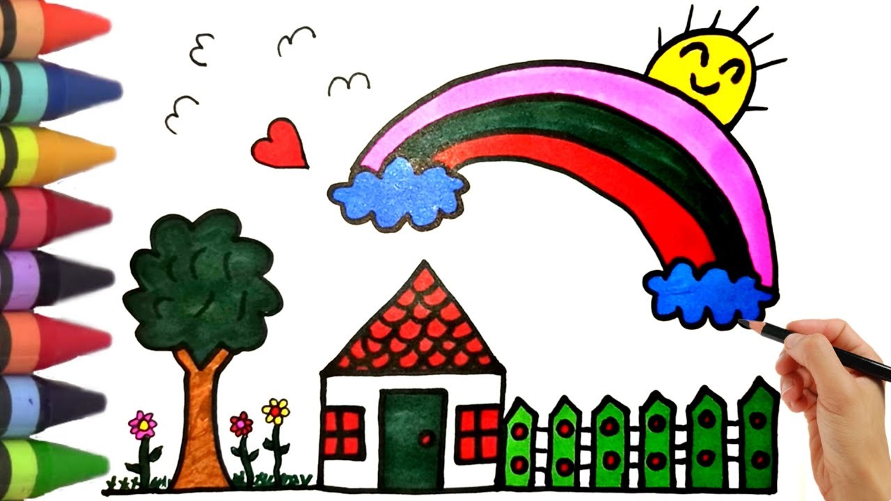 Cute house drawing for kids. Bolalar uchun yoqimli uy chizish.Милый рисунок домика для детей #kids
