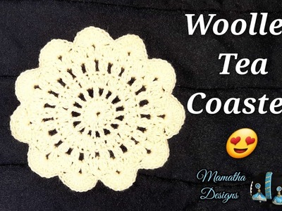 Woollen Tea Coaster|woollen work|crochet work|woollen doily|Mamatha Designs(Woollen Work-22)