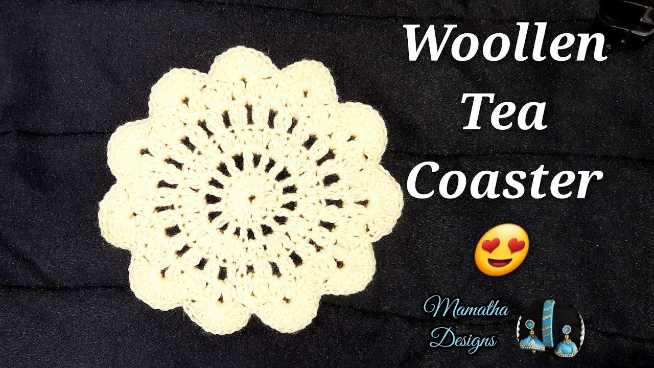 Woollen Tea Coaster|woollen work|crochet work|woollen doily|Mamatha Designs(Woollen Work-22)