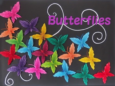 【工作ネタ】ちょうちょう　Butterfly Paper Crafts（４・５月春）（壁面飾り）（高齢者レク・OT・デイ）（保育知育）（DIY）（折紙origami）（簡単）（模造紙に飾り付け）