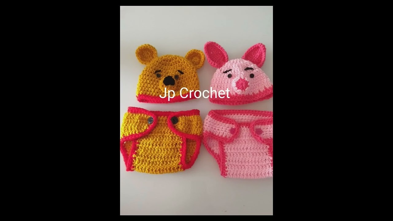 Jp Crochet baby photoprop outfit.Winnie the Pooh,Piglet outfit for Newborn baby to 6months#क्रोशिया