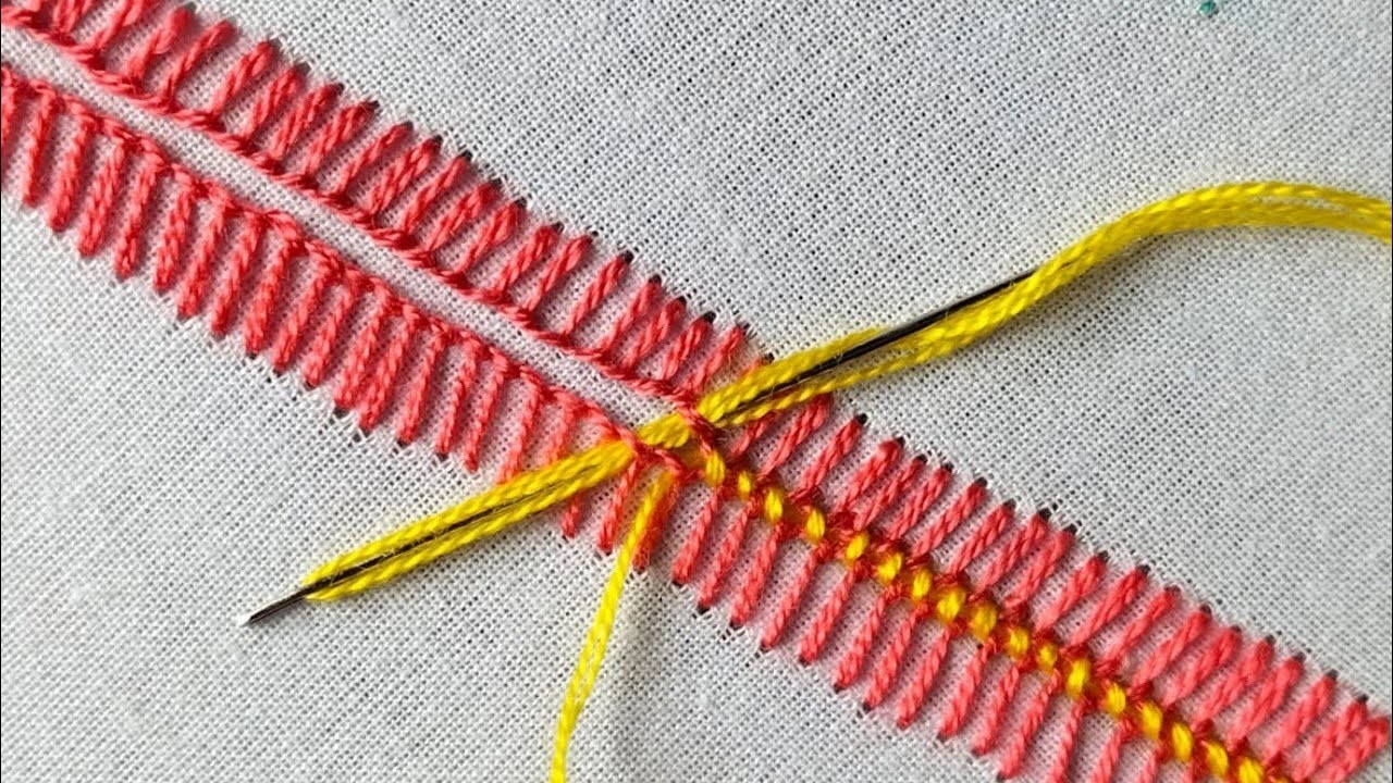 Basic hand embroidery stitch tutorial for beginners| Border line embroidery design | বডার লাইন সেলাই