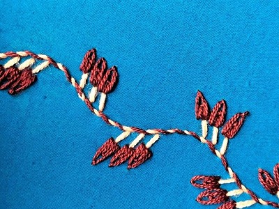 Beautiful hand embroidery stitch for beginners | Border line embroidery design | বডার লাইন সেলাই
