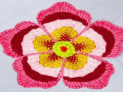 Hand embroidery easy needle weaving and buttonhole stitch combine amazing flower design for beginner