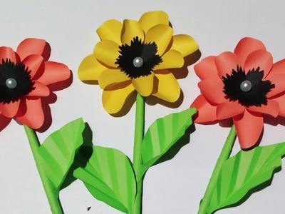 Paper flowers | Diy paper flower sticks | Room decor idea | কাগজের ফুল
