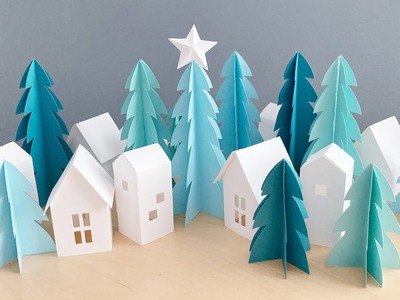 DIY Paper Christmas Town | Paper Christmas Trees
