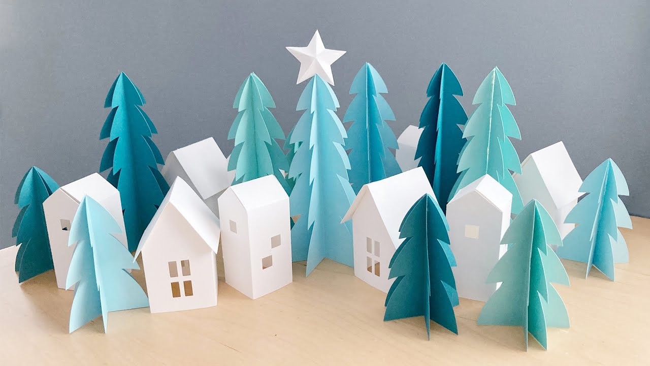 DIY Paper Christmas Town | Paper Christmas Trees