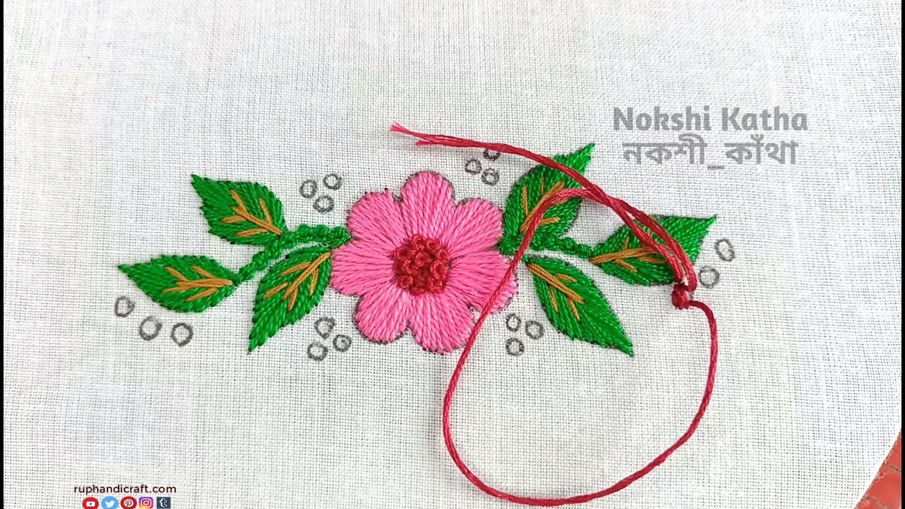 Hand Embroidery for Beginners,Beautiful Florist Allover Design Hand Embroidery,সুতার কারুকাজ