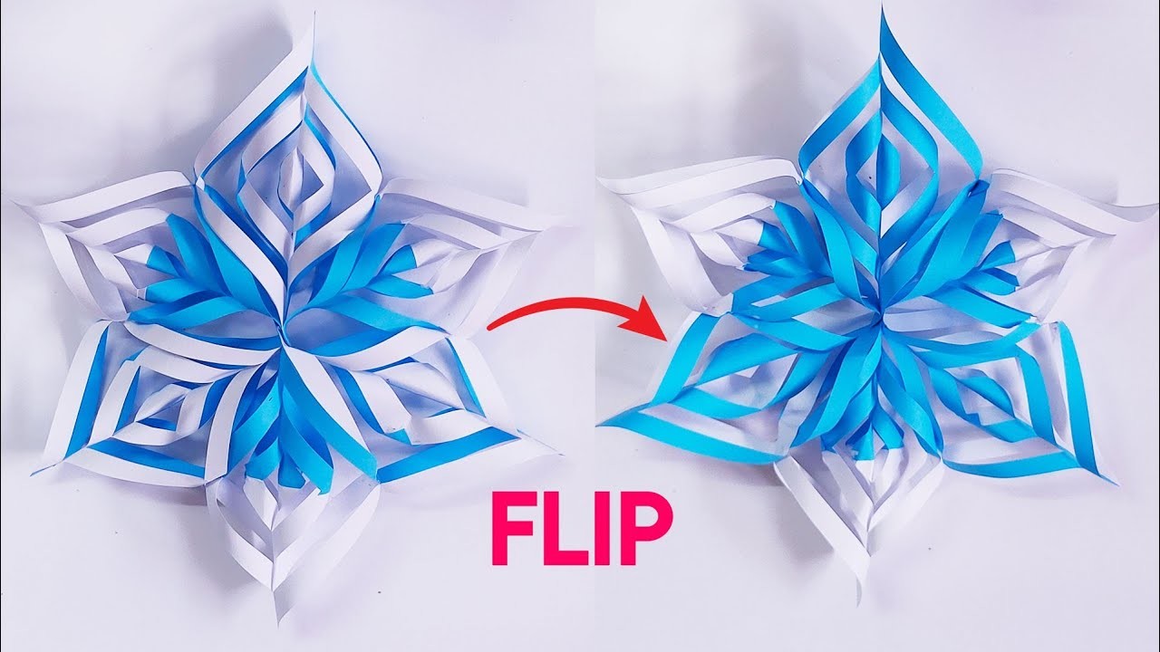 Colour Flip 3D Paper Snowflake ????❄️ #shorts #youtubeshorts