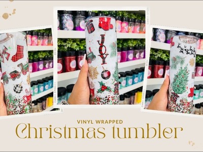 Vinyl wrapped tumbler. Christmas tumbler