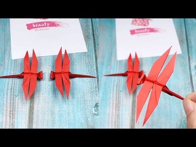 DIY ORIGAMI DRAGONFLY. Paper Craftsor School. Paper Craft. Easy Origami. paper dragonfly